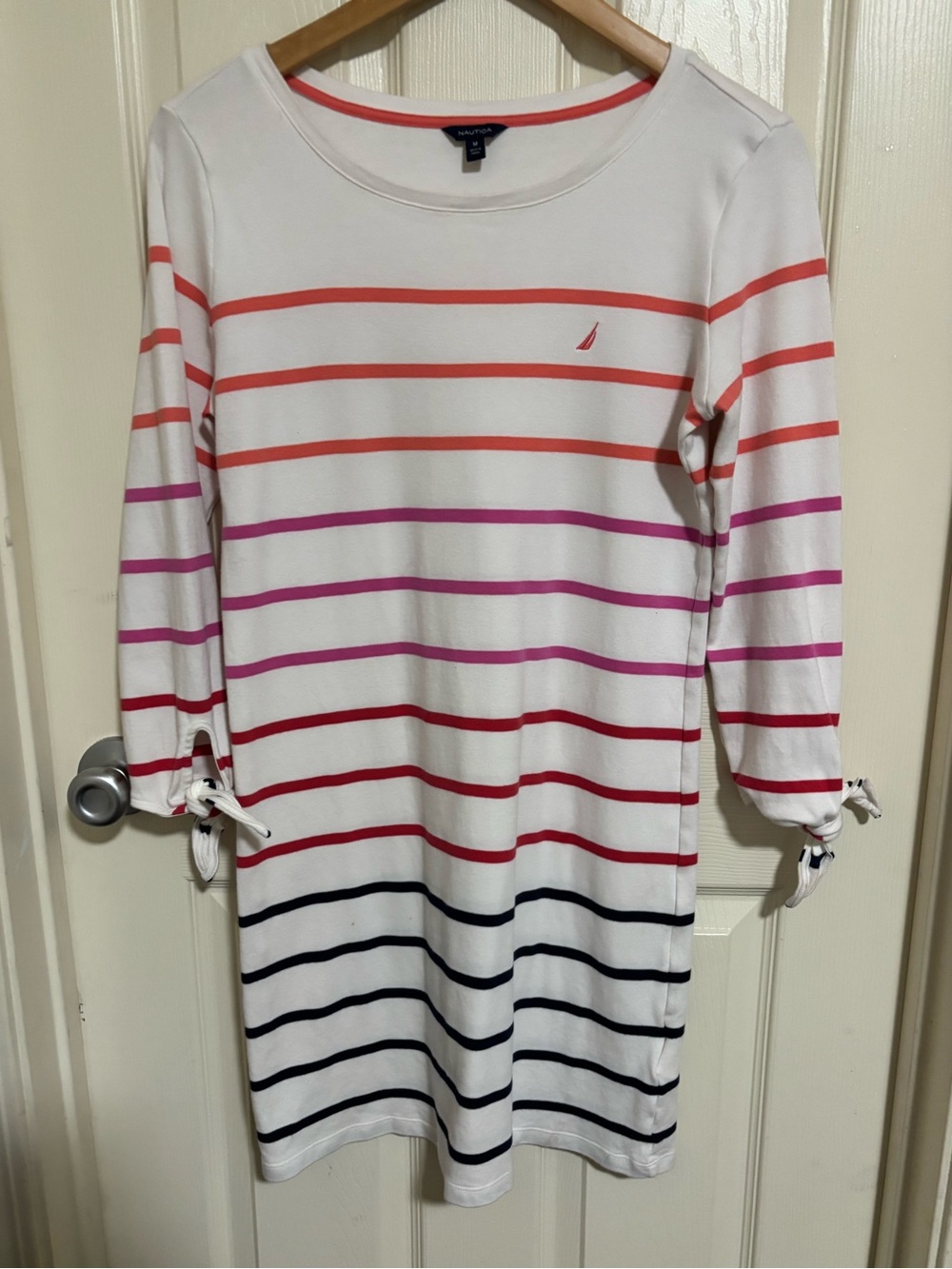 Striped Cotton Boatneck Dress Summer Capsule Nautica Medium - Picture 2 of 8